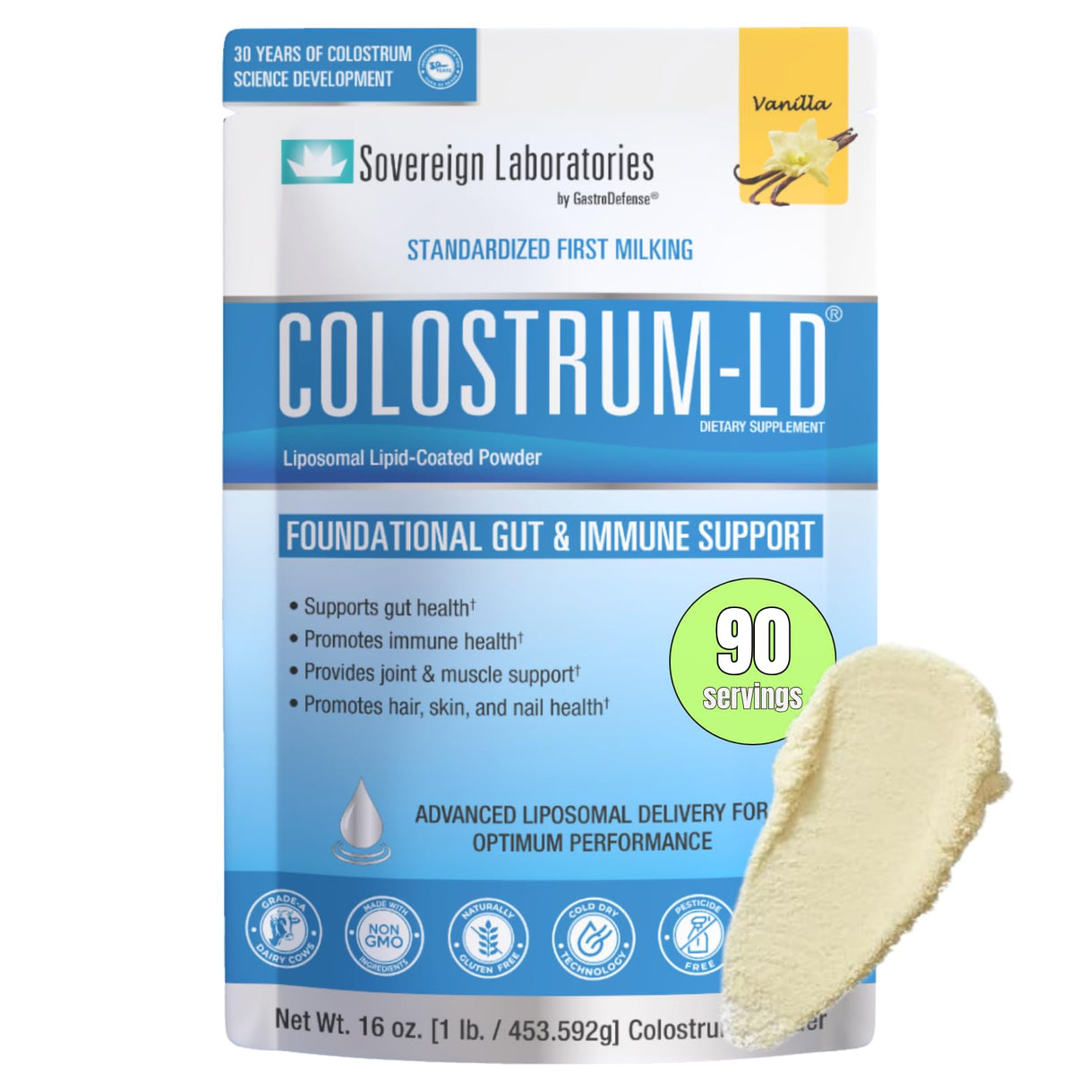 Vsano Colostrum-LD® Powder, Natural Vanilla Flavor :: 16oz/453g,