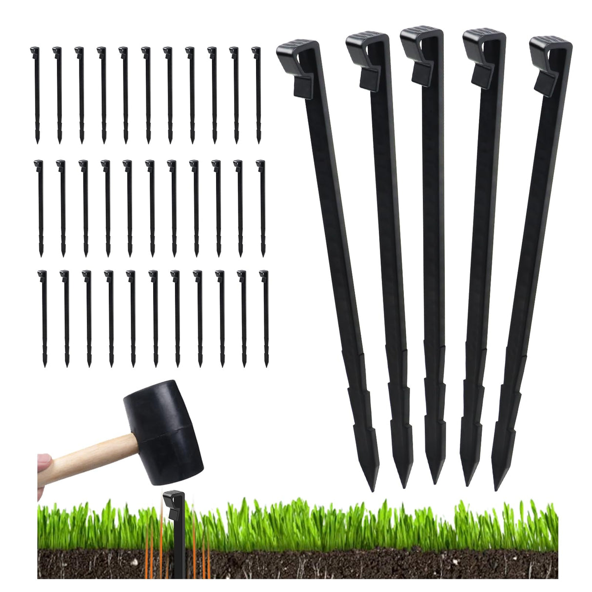 55 Pcs 8.5'' Landscape Edging Stakes, Plastic Garden Anchor Stakes