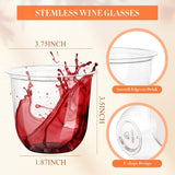 KesaPlan 100 Pcs Disposable Stemless Glasses 12oz Crystal Plastic Wine Glasses Clear Classic Cup for Meeting Weddings Birthdays Cocktail Christmas Party Supplies