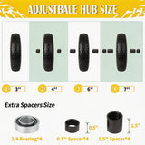 4.80/4.00-8 Wheelbarrow Tire Flat Free, 16'' Tire and Wheel 330LB Load Capacity, with 5/8" & 3/4" Bearings, 3''-4''-6''-7'' Adjustable Hub for Garden Cart, Hand Truck, Trolley, Wagon, 2 Pack