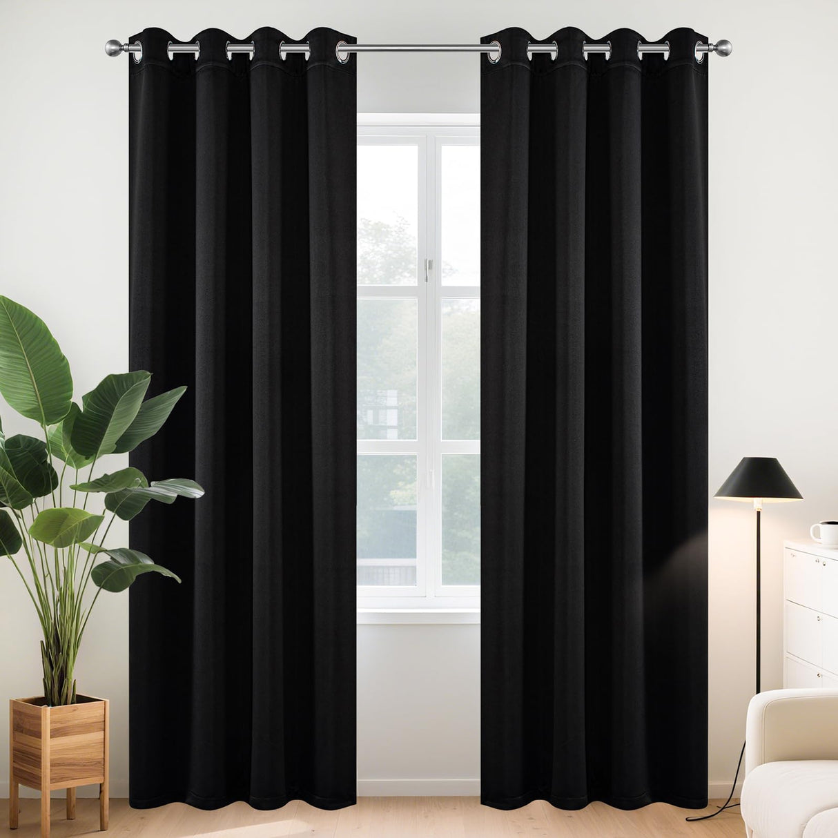 Joydeco Blackout Curtains 120 Inch Length 2 Panels Set, Thermal Insulated Long Curtains& Drapes 2 Burg, Christmas Drapes for Living Room Bedroom Window