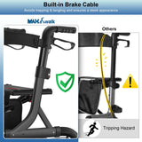 MAXWALK Walkers for Seniors, Rollator Walker with Seat, 12" Big Rubber Wheels All Terrain Rollator Walker with Backrest, Built-in Cable, Cup Holder, Foldable and Height Adjustment for Seniors, Black
