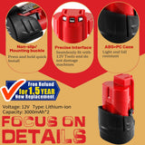 【UPGRADE!】2 Pack 3.0Ah Replacement for Milwaukee M12 12V Lithium Ion Battery, Compatible with Milwaukee 12V Tools / Heated Jacket 48-11-2420 48-11-2440 48-11-2402 48-11-2411 Cordless Power Tools