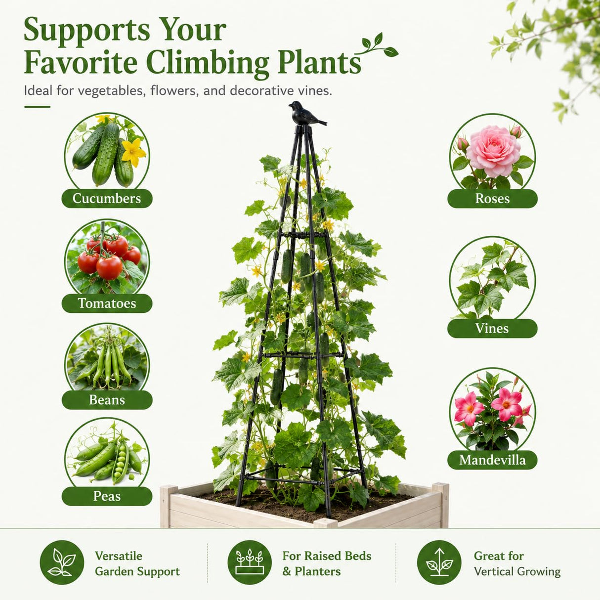 OTOSUNNY 67inch Garden Obelisk Trellis for Climbing Plants Outdoor, 2 Pack