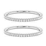 VISDIV 2mm 925 Sterling Silver Rings Gold Engagement Wedding Bands Eternity Cubic Zirconia Simulated Diamond 2pairs Stackable Ring for Women Size 5-10