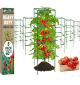 ZeeDix 6 Pack 60 Inch Heavy Duty Tomato Cages for Garden with Clips