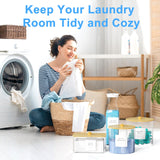 3+1 Pack Laundry Pods Containers & Dryer Sheet Holder & Laundry Detergent Dispenser, Laundry Room Organization and Storage Jars with Lids, Labels and Scoops for Scent Booster, Powder, Pods