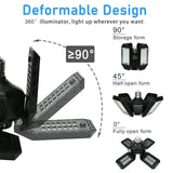 QiyuanLS 2-Pack LED Garage Light, 150W Deformable LED Ceiling Lights, 15000LM Garage Lighting with 4 Adjustable Panels, E26/E27 Shop Lights for Basement, Workshop, Attic
