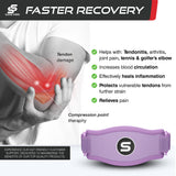 Sleeve Stars Tennis Elbow Brace for Men & Women, Tendonitis Elbow Brace & Strap Golfers Elbow Brace Counterforce Band for Tendon Pain Relief & Support for Forearm w/ 3 Straps Fits 9-23" (Single) (1, Light Purple, One Size)