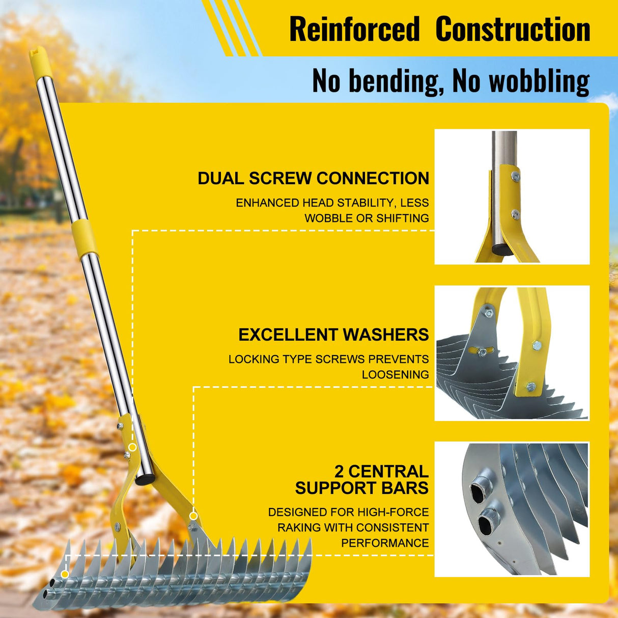 Thatch Rake, 2 in 1 Stainless Steel Garden Rake for Thatch Leaves,55” Heavy Duty 19 Tines Lawn Manual Dethatcher with Adjustable Head,Thatching Rakes for Lawn Yard Grass,Debris Removal, Soil Loosen