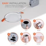 HALO HLB 6 inch LED Recessed Lighting Canless Dimmable Wet Location Selectable Lumens and Selectable Color 27/30/35/40/5000K 4-Pack Indoor Outdoor Soffit Ceiling Lights HLB6LSFS5-4PK