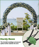 Queension 8Ft Wide 7Ft High Metal Wedding Arch for Ceremony Party, Black