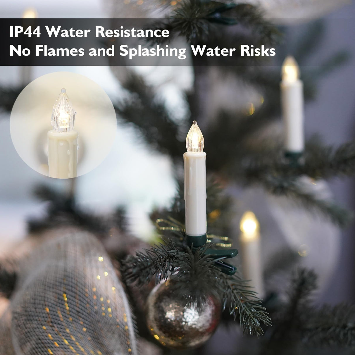 Rhytsing Set of 20 Clip On Candles for Christmas Tree with Remote, Battery Operated LED Candle Lights with Timer, Wax Dripping Design, Indoor and Outdoor use