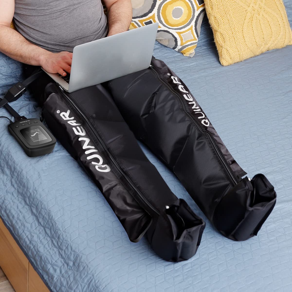 QUINEAR Air Compression Recovery System, Professional Sequential Device for Massage Therapy, Foot and Leg Recovery Boots to Improve Circulation for Athletes (Large)