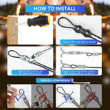 YingYa BIS 246FT Black Vinyl Coated 304 Stainless Steel Wire Rope Cable Kit – Heavy Duty Outdoor String Light Hanging Guide Wire with M5 Turnbuckle for Patio, Garden, Christmas Lights