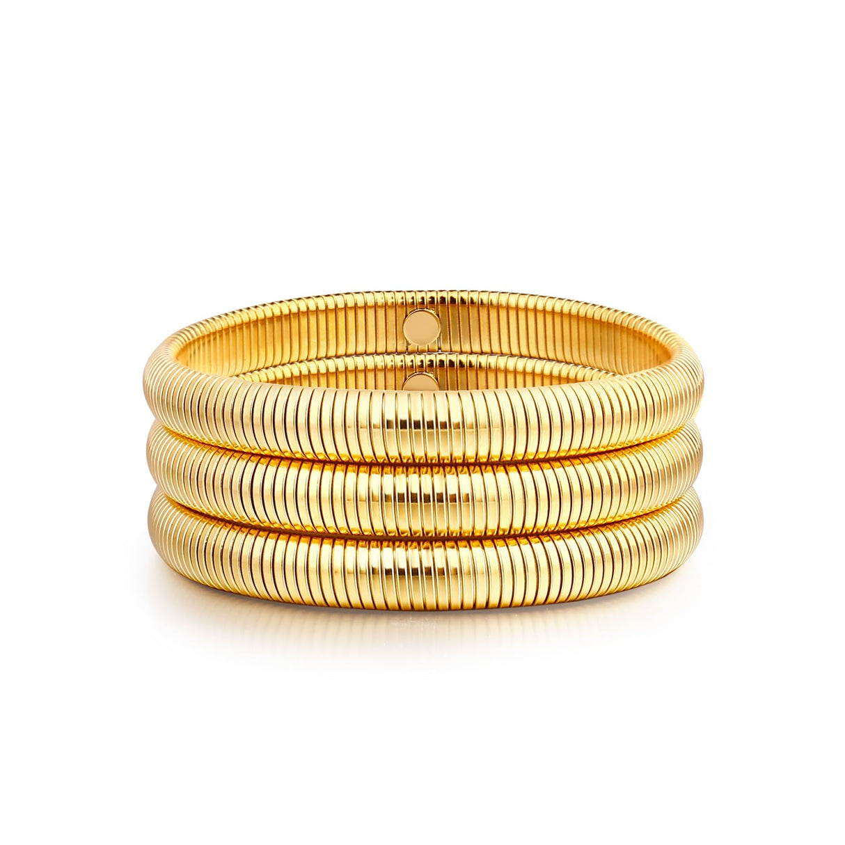 A Golden Cloud Gold Bangle Bracelets For Women Non Tarnish 14k Gold Plated Stackable Chunky Gold Bracelet Set Stretch Trendy Elastic Snake Chain Bracelet (gold)