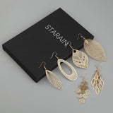 Starain 12 Pairs Gold Hoop Earrings for Women Long Layered Leaf Earrings Vintage Statement Dangle Drop Earring Set