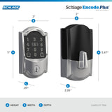Schlage Encode Plus Smart Wi-Fi Lock for Front Door, Keyless Entry Deadbolt, Unlock with Apple Watch, Built-in WiFi and App Control, Easy Install, Alexa & Apple HomeKit Compatible, Bright Chrome