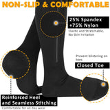 CASMON 15-20mmHg Zipper Compression Socks for Women and Men, Knee High Compression Stockings, Medical Closed Toe Support Socks for Varicose Veins, Post-Surgery, Swelling, Nurses, Pregnancy (1 Pair)