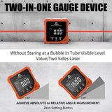 Digital Angle Finder with Laser, 4-side Magnetic Digital Angle Gauge, Rechargeable Mini Digital Laser Level Measuring Tool Cube Inclinometer with Backlight for Woodworking Tablesaw Gift for Men Orange