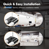 BBOUNDER 10 Pack Linkable LED Utility Shop Light, 4400 LM, 6500K Cool Daylight, 4 FT Integrated Fixture for Garage, 40W Equivalent 250W, Surface + Suspension Mount, Black