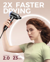 Hair Dryer with Diffuser, Professional High-Speed Blow Dryer, Negative Ionic Hair Dryers for Women, 110,000 RPM Fast Drying, 5 Temps & 3 Speeds, with HD Digital Screen & Carrying Case, Gray