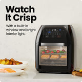 CHEFMAN Multifunctional Digital Air Fryer+ Rotisserie, Dehydrator, Convection Oven, 17 Touch Screen Presets Fry, Roast, Dehydrate, Bake, XL 10L Family Size, Auto Shutoff, Large Easy-View Window, Black