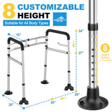 Toilet Safety Rails (380 lb) - Heavy Duty Stainless Steel Toilet Safety Frame with Handles - Adjustable Medical Toilet Stand Alone Support for Elderly Seniors Handicap & Disabled - Fits Most Toilets