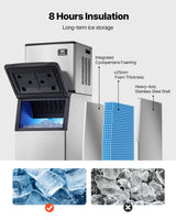 VEVOR Commercial Ice Maker Machine, 500LBS/24H Ice-Making Machine with 300LBS Large Storage Bin, Auto Self-Cleaning Ice Maker with Touchscreen for Bar Cafe Restaurant Business Commercial
