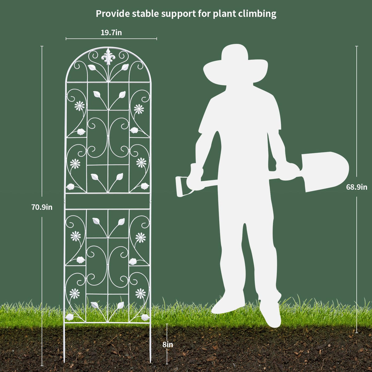 Maidapulu 70.8" Metal Garden Trellis for Climbing Plants, 2 Pack White