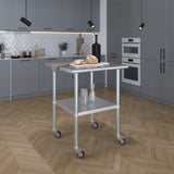 AmGood 30 in. x 30 in. Stainless Steel Work Table with Wheels | Metal Kitchen Food Prep Table | NSF
