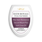 Bath Royale Slow Close Toilet Seat BR501-00 White Elongated, Stain-Resistant and Easy to Keep Clean, Heavy Duty Fits All Toilet Brands, Executive Series