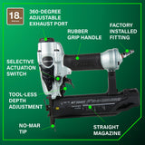Metabo HPT Brad Nailer, Pro-Preferred Lightweight Pneumatic Power Nailer for Precision Trim Work and Furniture Building, Adjustable Depth, 18 Gauge, 5/8" up to 2" Brad Nails, NT50AE2