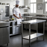 HXCFYP NSF Stainless Steel Table for Prep & Work with Backsplash 24x18 Inches, Metal Commercial Kitchen Table with Under Shelf and AdjustableTable Foot for Restaurant, Home and Hotel