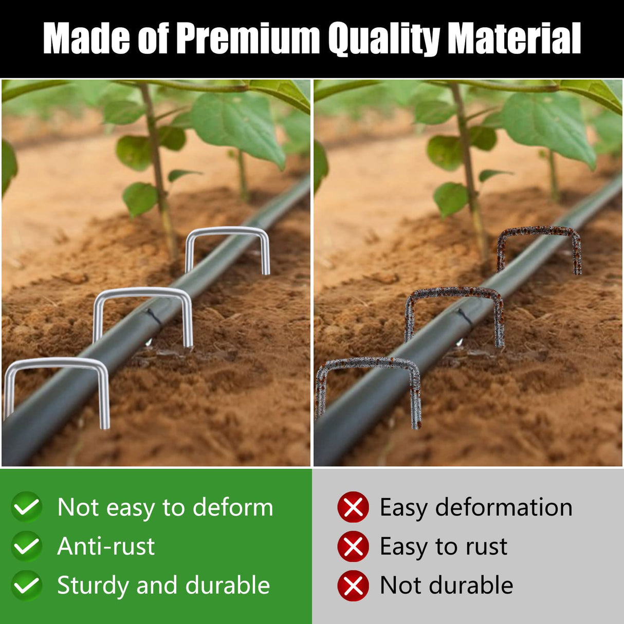 FEED GARDEN 6 Inch 200 Pack Galvanized Landscape Staples 11 Gauge Anti-Rust Garden Stakes Landscaping Fabric SOD Pins Yard Stakes for Christmas Decoration Weed Barrier Fabric