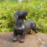 LC LCdecohome Dog Statues Outdoor Dachshund Décor - Wiener Dog Garden Statue Made of Resin Material Sausage Statue Dark Brown 12.75 * 4 * 8.5 inch for Patio Lawn Yard Porch Garden Gift Figurine