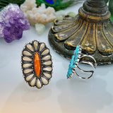 PSAMPMOS Boho Turquoise Rings for Women, Native American Western Large Bohemian Statement Open Adjustable Rings, Sizes 5-10