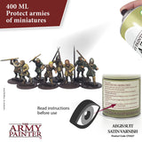 The Army Painter Satin Varnish, Spray Paint Varnish for Miniature Protection, Tabletop Roleplaying, Boardgames, and Wargames Miniature Modelling, 400ml