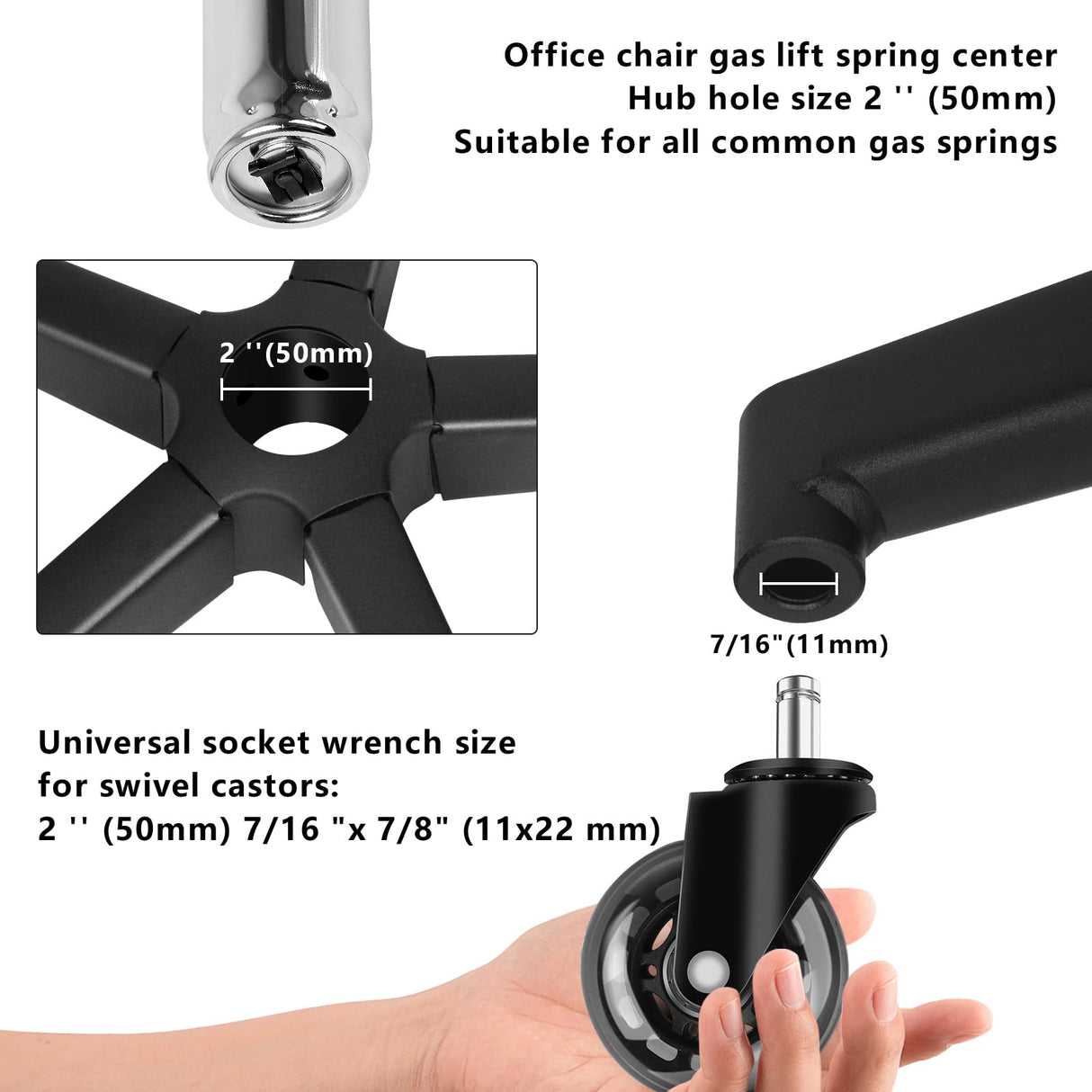 Office Chair Replacement Parts-28'' Heavy Duty Base Replacement(2200Lbs) - Desk Chair Reinforced Metal Leg,Universal Caster and Gas Cylinder Size