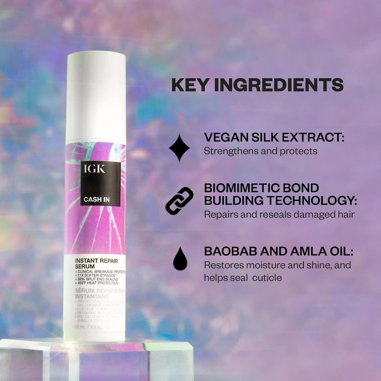 IGK Bond-Building Repair Set | ANTISOCIAL Bond-Building Dry Hair Mask + CASH IN Instant Repair Serum | Repair + Protect + Soften | Vegan + Cruelty Free