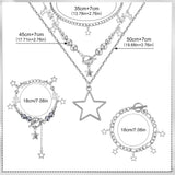 Y2k Accessories Set Included Star Y2k Silver Necklace