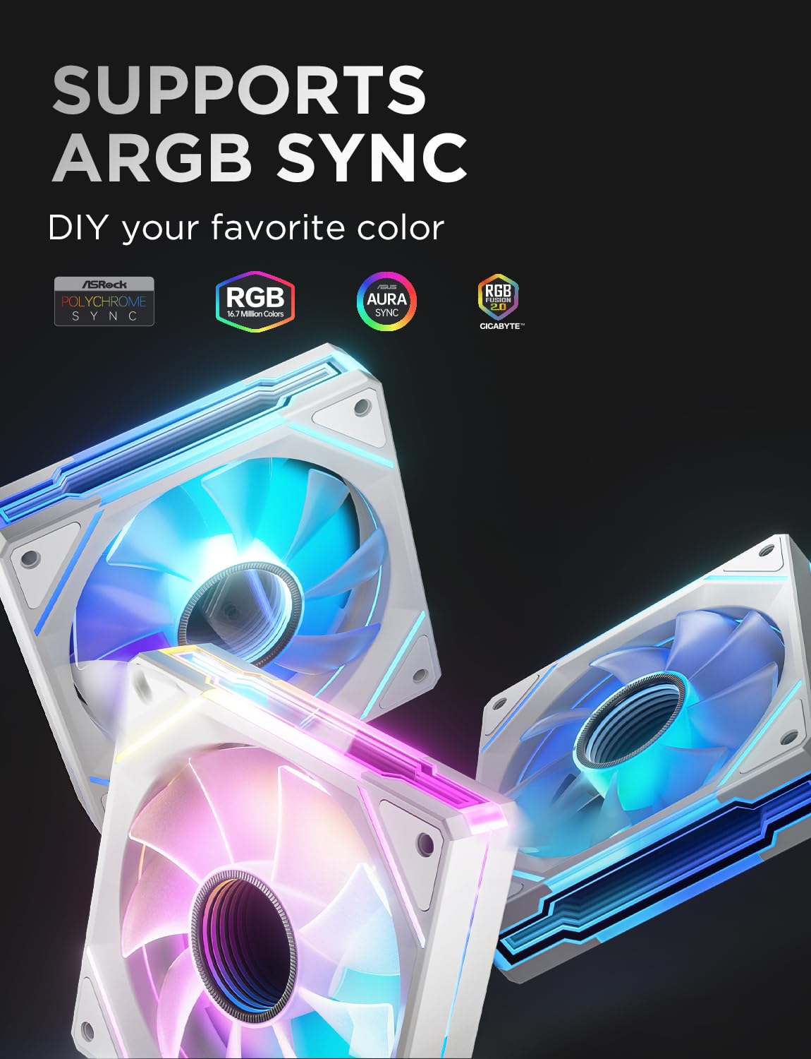 AsiaHorse AMICI-5GT RGB PC Fans, Infinity Mirror ARGB Fans HDB Bearing Fan Speeds Up to 1800 RPM with 24 LED Lights, Forward Blade Fan Compatible Motherboard Aura SYNC (Not Wireless Connection)