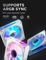 AsiaHorse AMICI-5GT RGB PC Fans, Infinity Mirror ARGB Fans HDB Bearing Fan Speeds Up to 1800 RPM with 24 LED Lights, Forward Blade Fan Compatible Motherboard Aura SYNC (Not Wireless Connection)