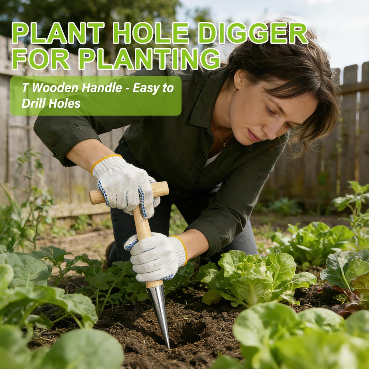 Mloiex Plant Hole Digger for Planting,Bulb Planting Tool，Garden Seed Planting Tool，Handheld Digger Garden Seed Planting Tool for Planting Tulip Daffodil Saffron Vegetable Seeds (1 Pcs)
