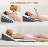 Vekkia 2-Pack Adjustable Wedge Pillow for Sleep Apnea & Back Pain, Memory Foam Triangle Pillow for Acid Reflux, GERD, Snoring, Surgery Recovery, Leg Elevation, 2 Heights & Softness Options(12IN)
