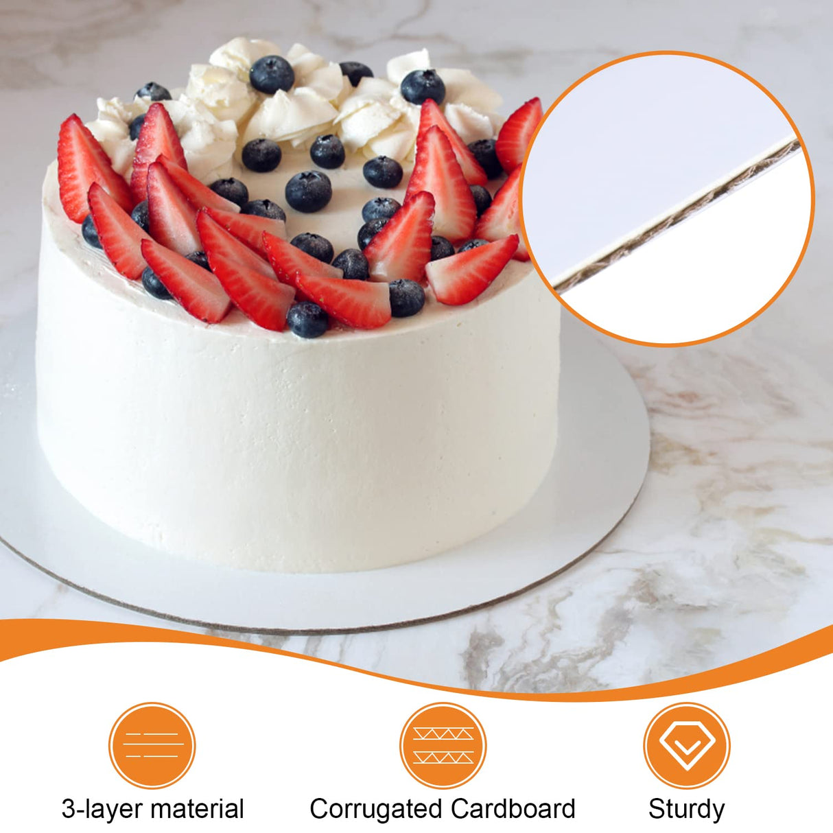 80-Pack Cake Boards 10 inch Round White Cake Circles Rounds Base Food-Grade Cardboard Cake Board for Cakes, Christmas, Bread, Desserts（Thin and strong）