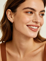 Silvora Rose Gold Huggie Earrings for Women, Small Chunky Hoops with 925 Sterling Silver Post, Lightweight Rose Gold Earrings, 8mm
