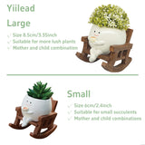 Smiley Face Planter Pot, Cute Coffee Plant Pots for Indoor Outdoor,Unique Rocking Chair Plant Pot for Succulents Plants Live with Drainage Hole,Gift IdeaI for Mother and Appreciation Christmas (Large)