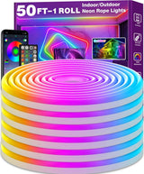 AILBTON 50Ft Neon Rope Lights,Flexible Led Rope Lights Control with App/Remote,Multiple Modes Music Sync Gaming RGB Led Neon Lights for Bedroom Outdoor