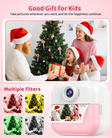 Instant Print Camera for Kids, DITUPAN Kids Camera with Front & Rear Camera for Selfie, Prints 1080P Videos, Christmas Birthday Portable Toys Gifts for Boys Girls Ages 3-12 (Pink)